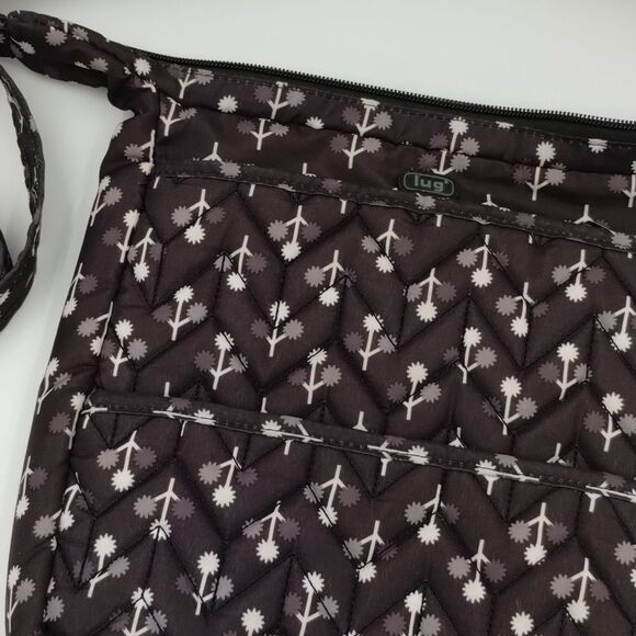 LUG crossbody bag black white tiny floral motif adjustable strap LUG - Picture 2 of 11